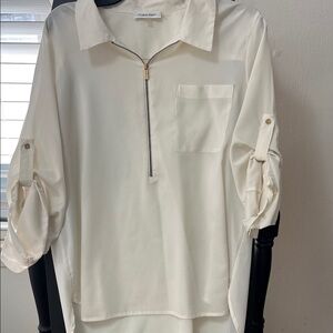 Calvin Klein Ivory Top with Gold Zipper